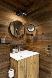 Megeve chalet apartment holiday home bathroom old wood
