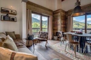 Megeve chalet dining room living room table rugvista