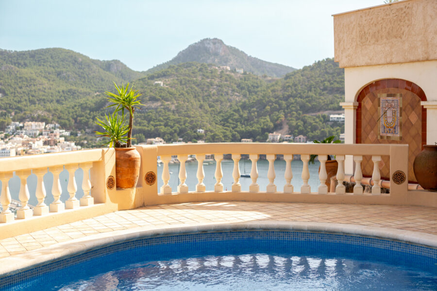 pool poolside mallorca view